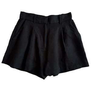 H&M Black High Waist Linen Shorts with Flowy Fit
